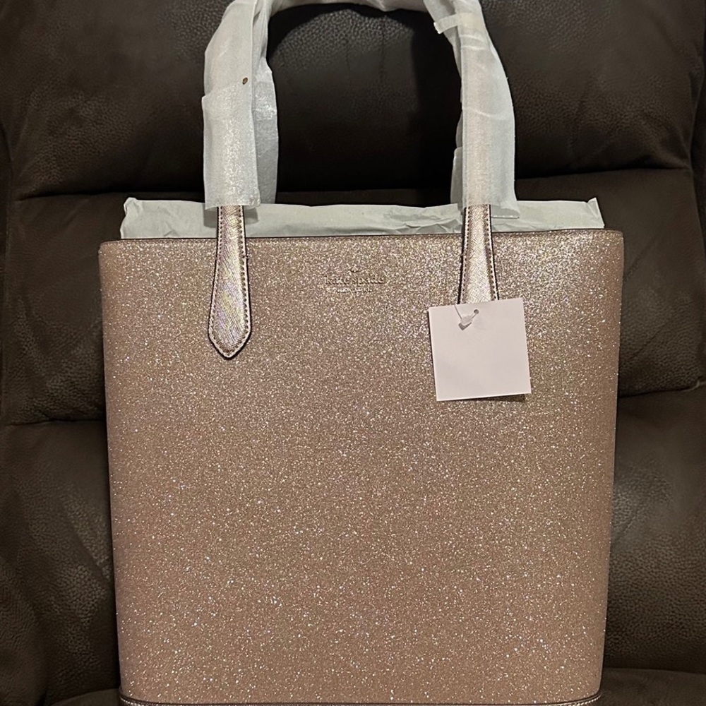 Kate Spade Rose gold glitter tote